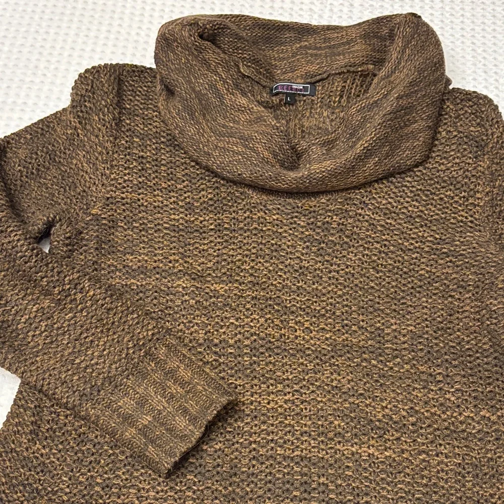 Cozy Brown Cowl Neck Women's Sweater Size Large